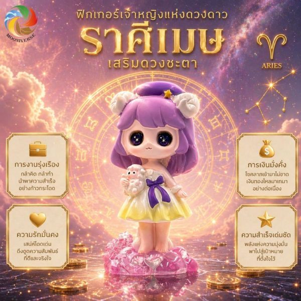 Art Toy โมเดลฟิกเกอร์ เจ้าหญิงแห่งดวงดาว ราศีเมษ เสริมดวงชะตา การเงินการงานโชคลาภ ฐานคริสตัล ของขวัญ