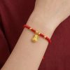 สร้อยข้อมือเชือกแดง ด้ายแดงมงคล + จี้ถุงเงิน 福 เสริมโชคลาภ การเงิน ฮวงจุ้ย เงินทองไหลมาเทมา ปรับขนาดได้ สายมู