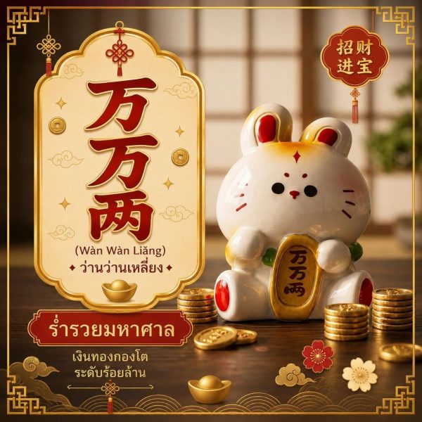 ฟิกเกอร์ กระต่ายทองคำ ถือเหรียญมงคล นักษัตร ปีเถาะ ตกแต่งโต๊ะ เสริมโชคลาภ Art toy ของเล่น Mooniverse
