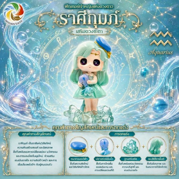 Art Toy โมเดลฟิกเกอร์ เจ้าหญิงแห่งดวงดาว ราศีกุมภ์ เสริมดวงชะตา การเงินการงานโชคลาภ คริสตัล ของขวัญ