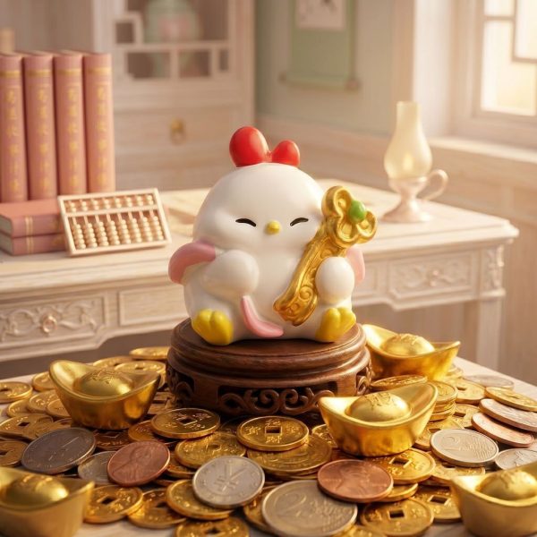 ฟิกเกอร์ ไก่น้อยปีระกา ถือคทาทองมงคล โมเดล นักษัตร เสริมโชคลาภ เรียกทรัพย์ Art Toy ของเล่น