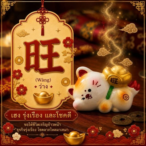 ฟิกเกอร์ หมาโชคดีรุ่งเรือง ก้อนทองจีน ร่ำรวย นักษัตร ปีจอ ตกแต่งโต๊ะ  Art toy ของเล่น Mooniverse
