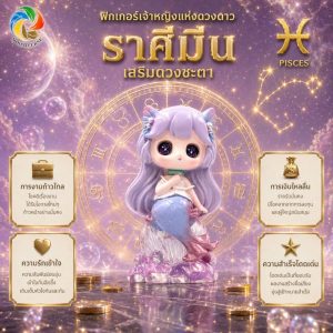 Art Toy โมเดลฟิกเกอร์ เจ้าหญิงแห่งดวงดาว ราศีมีน เสริมดวงชะตา การเงินการงานโชคลาภ ฐานคริสตัล ของขวัญ