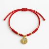 สร้อยข้อมือเชือกแดง ด้ายแดงมงคล + จี้หยกวงกลม เสริมโชคลาภ เสริมเรื่องการเงิน ฮวงจุ้ย ปรับขนาดได้ สายมู