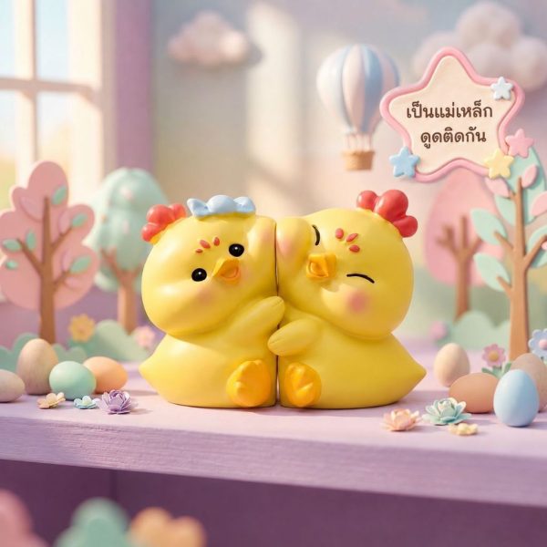 ฟิกเกอร์ ไก่คู่รัก นักษัตรปีระกา โมเดล ความรัก ความสำเร็จ โชคลาภ แม่เหล็กดูดติดกัน ของเล่น Art Toy