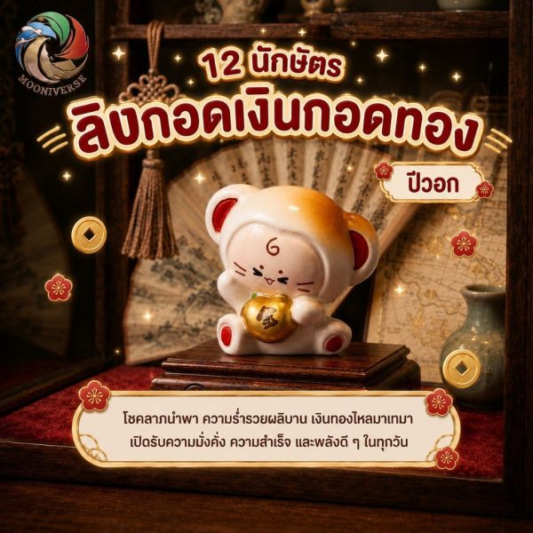ฟิกเกอร์ ลิงกอดเงินกอดทอง ถือทอง ร่ำรวย นักษัตร ปีวอก ตกแต่งโต๊ะ เสริมโชค Art toy ของเล่น Mooniverse