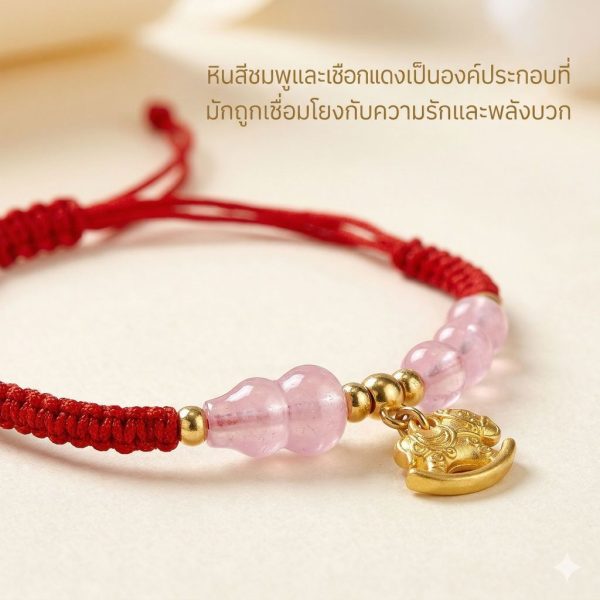 สร้อยข้อมือเชือกแดง ด้ายแดงเสริมมงคล พร้อมจี้ม้าโยก ลูกปัดสีชมพู ปรับขนาดได้ เสริมความรัก เสริมโชคลาภ