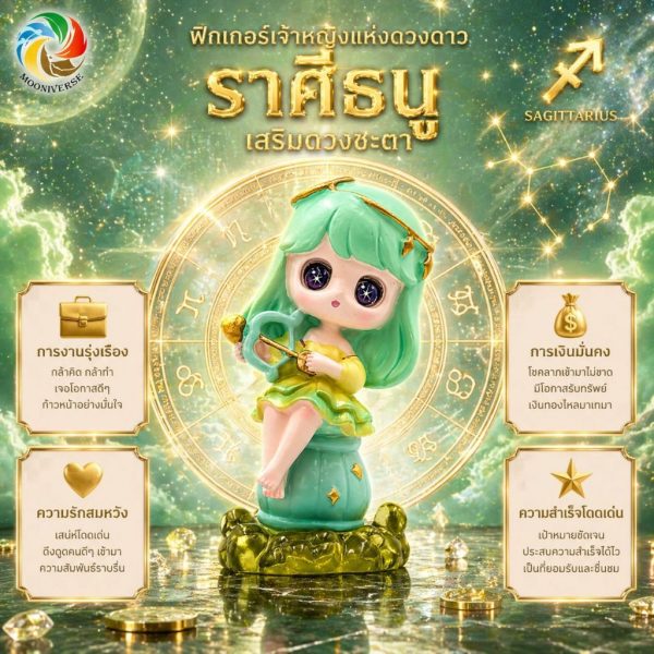 Art Toy โมเดลฟิกเกอร์ เจ้าหญิงแห่งดวงดาว ราศีธนู เสริมดวงชะตา การเงินการงานโชคลาภ ฐานคริสตัล ของขวัญ