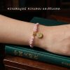 สร้อยข้อมือเชือกชมพู ด้ายแดงชมพู + หยกสีเขียว ลูกปัดสีชมพู ลูกปัดน้ำเต้า เสริมความรัก เมตตามหานิยม ปรับขนาดได้ สายมู