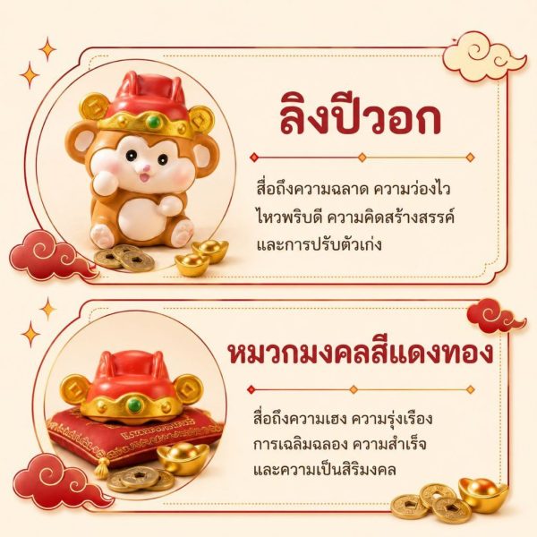 ฟิกเกอร์ ลิงน้อยปีวอก สวมหมวกมงคล โมเดล นักษัตร เสริมโชคลาภ เรียกทรัพย์ Art Toy ของเล่น