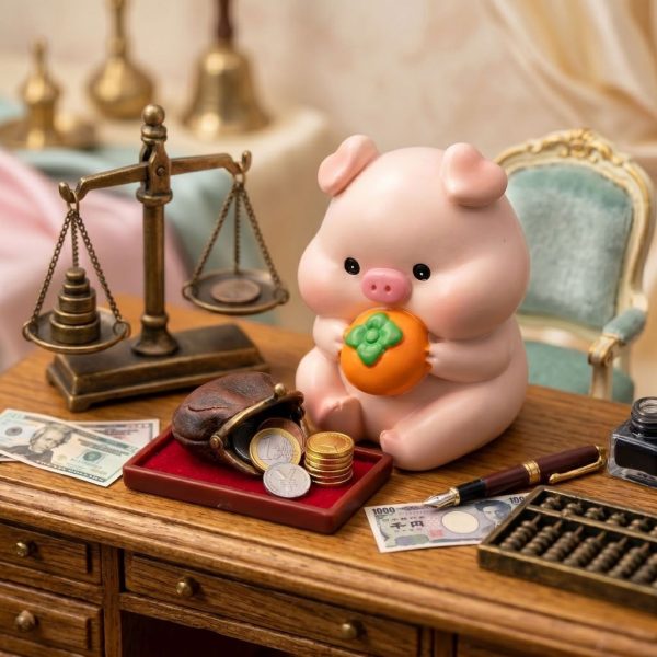 ฟิกเกอร์ หมูน้อยปีกุน ถือส้มมงคล โมเดล นักษัตร เสริมโชคลาภ เรียกทรัพย์ Art Toy ของเล่น