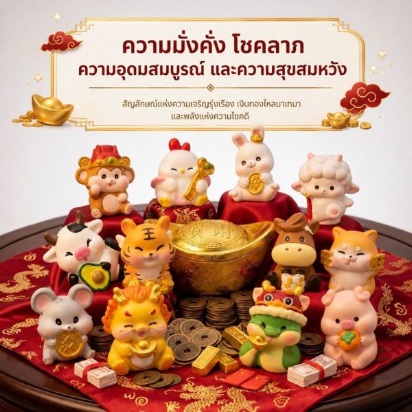 [ ยกกล่อง/Box Set ] ฟิกเกอร์หนูน้อยนำโชค ครบเซ็ต 12 ตัว ของสะสม มงคลเสริมโชค  Art Toy ของเล่น