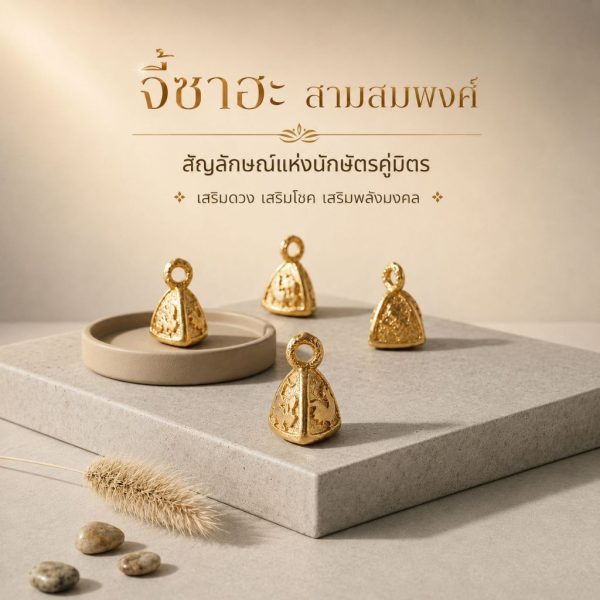 จี้ซาฮะ สามสมพงศ์ จี้นักษัตรจีน 1 ชิ้น 3 ด้าน เครื่องรางจีน เสริมดวงปีเกิด mooniverse
